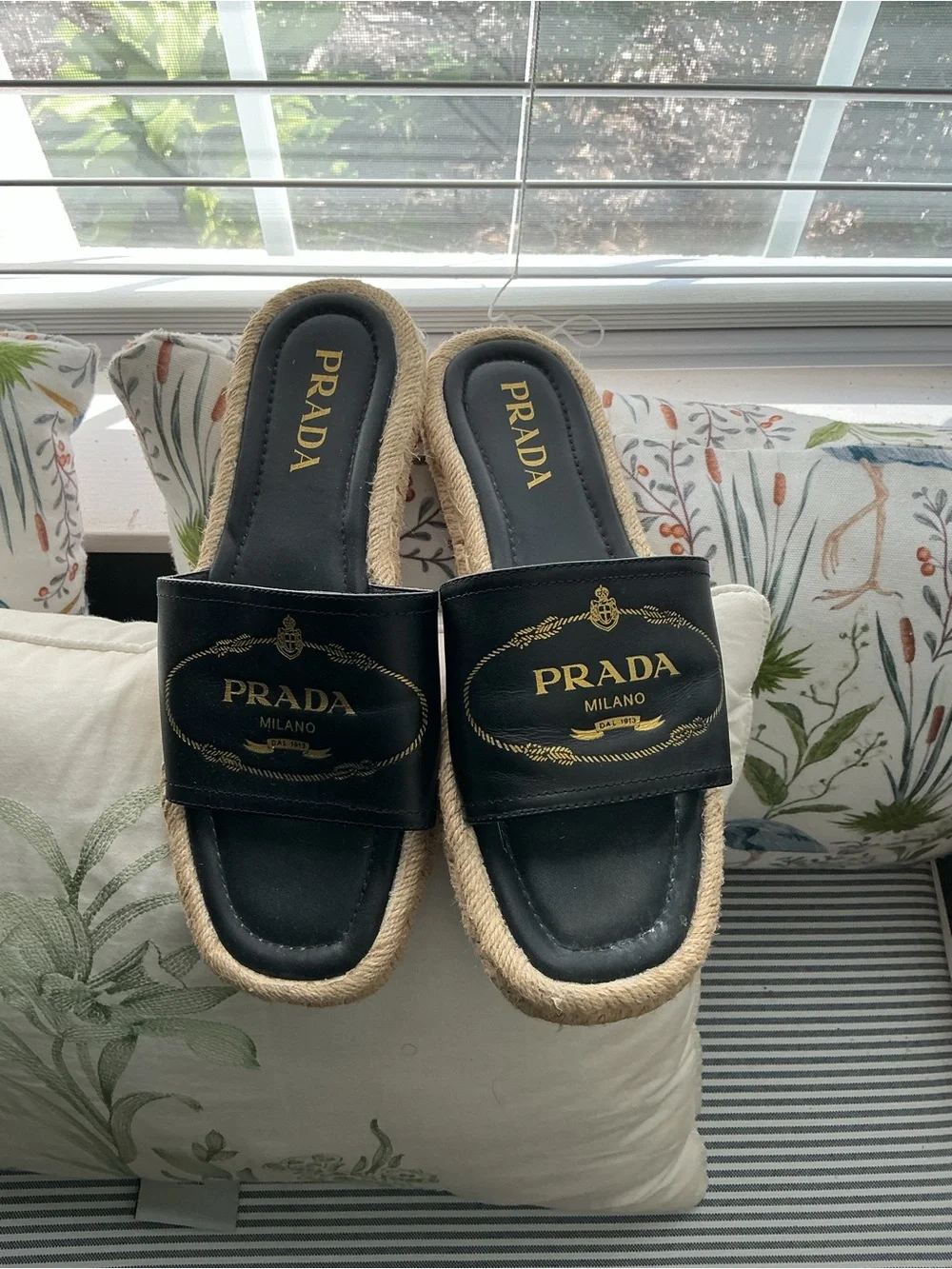 Prada Leather Espadrille with Natural Jute Trim OPEN TO REASONABLE OFFERS - Picture 1 of 10